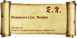 Romanovics Noémi névjegykártya
